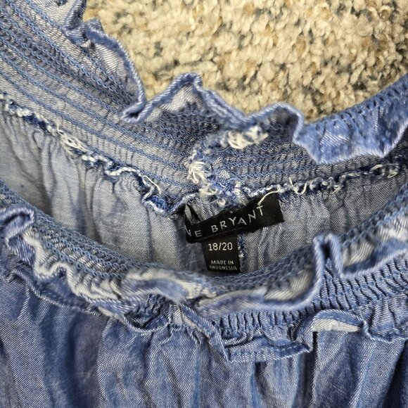 Lane Bryant Top Womens Plus 18/20 Blue Chambray Off The Shoulder Blouse Ladies - Picture 6 of 7